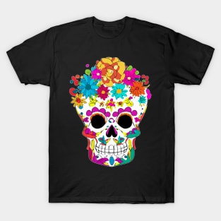 Sugar Skull Calavera of Mexican Dia de los Muertos or Day of the Dead T-Shirt